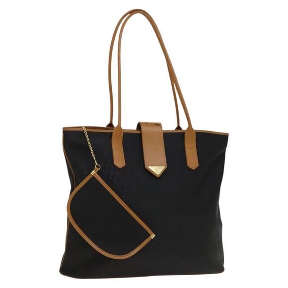 SAINT LAURENT Tote Bag Coated Canvas Black Gold Auth 138051 - Picture 1 of 16